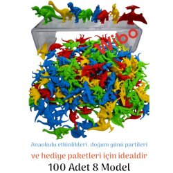 Wibo Dinozor Oyuncak Seti 100’lü-Karışık Renk 8 Model Plastik Figür - WİBO