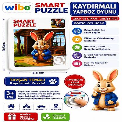 Wibo Kaydırmalı Puzzle Yapboz Oyunu Tavşan Temalı Zeka ve Dikkat Geliştirici Eğitici Oyuncak - 1