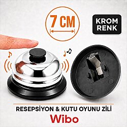 Wibo Resepsiyon Zili 7 Cm Krom Masa Zili ve Kutu Oyunu Zili - WİBO