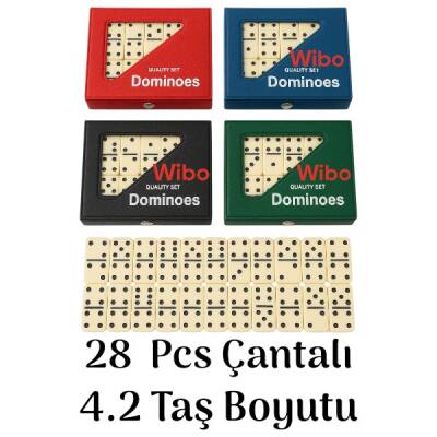 Wibo Standart Boy Çantalı Seramik Kemik Domino Taşı Seti Taş Boyu 4x2 cm - 1