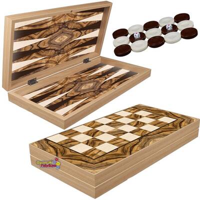 Yenigün Klasik Olive Burl Tavla Takımı Büyük Boy - 3